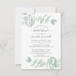 Eucalyptus Greenery Script Botanical Bridal Shower Invitation