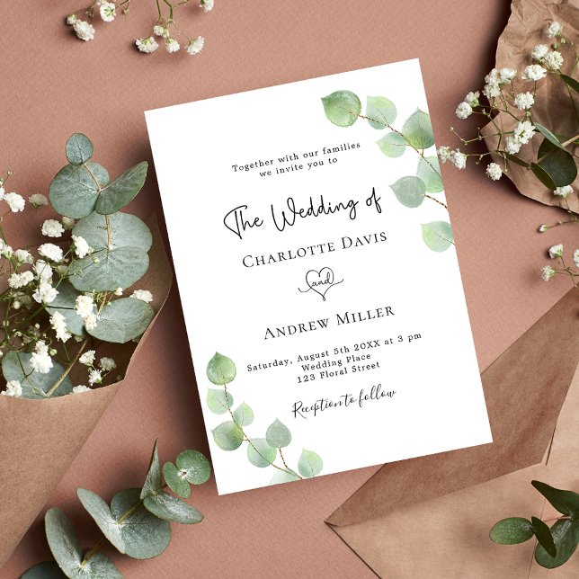 Eucalyptus greenery script botanical wedding invitation (Creator Uploaded)