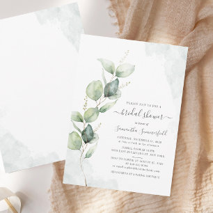 Eucalyptus Greenery Script Bridal Shower Invitation
