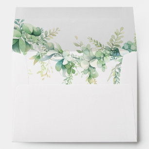 Eucalyptus Greenery Script Modern Garden Wedding Envelope