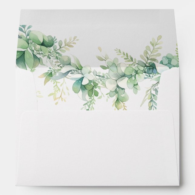Eucalyptus Greenery Script Modern Garden Wedding Envelope (Creator Uploaded)