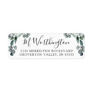Eucalyptus Greenery Script Return Address