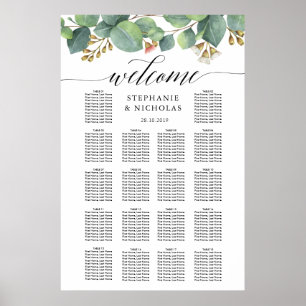 Eucalyptus greenery script seating chart