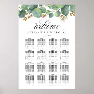 Eucalyptus greenery script seating chart