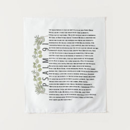 Eucalyptus Greenery Scripture Art Psalm 91  Tapestry