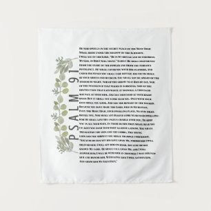 Eucalyptus Greenery Scripture Art Psalm 91  Tapestry