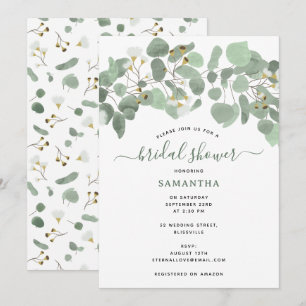 Eucalyptus Greenery Silver Dollar Bridal Shower Invitation