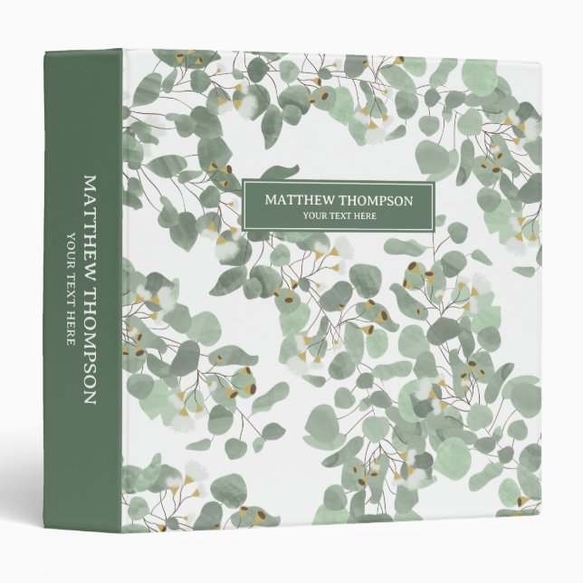Eucalyptus Greenery Silver Dollar Gum Blossoms  Binder (Front/Spine)