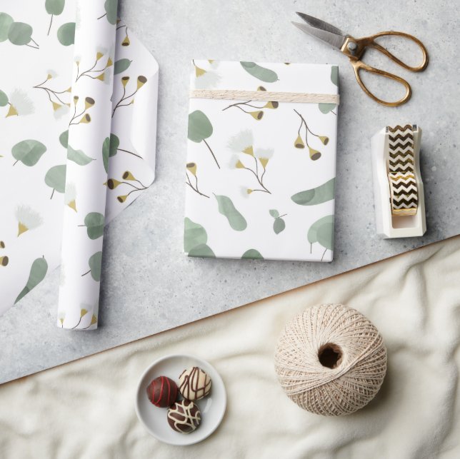 Eucalyptus Greenery Silver Dollar Gum Blossoms  Wrapping Paper (Crafts)