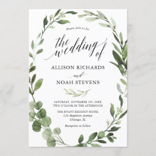 Eucalyptus greenery simple elegant wedding invitation