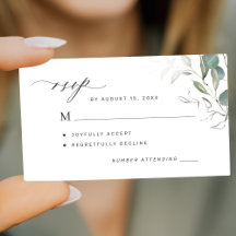 Eucalyptus greenery simple elegant wedding RSVP