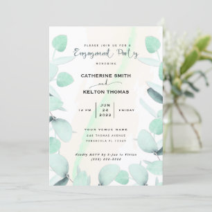 Eucalyptus Greenery Simple Engagement Party Invitation