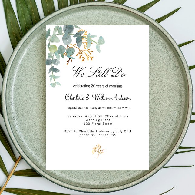 Eucalyptus greenery simple vow renewal invitation (Creator Uploaded)