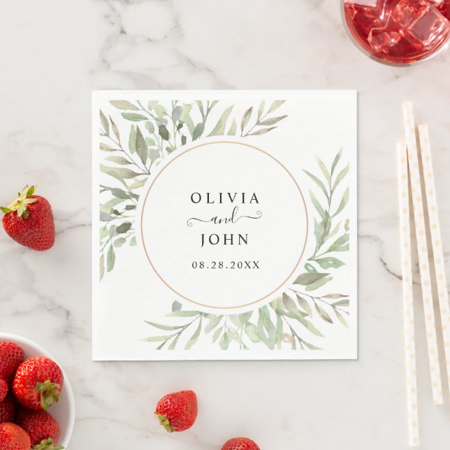 Eucalyptus Greenery Simple Wedding Napkin (Insitu)
