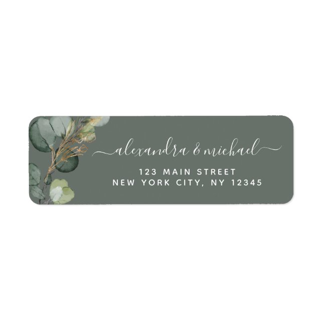 Eucalyptus Greenery Succulent Elegant Wedding Labe (Front)