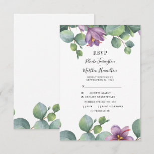 Eucalyptus Greenery Succulent Floral Wedding RSVP Card