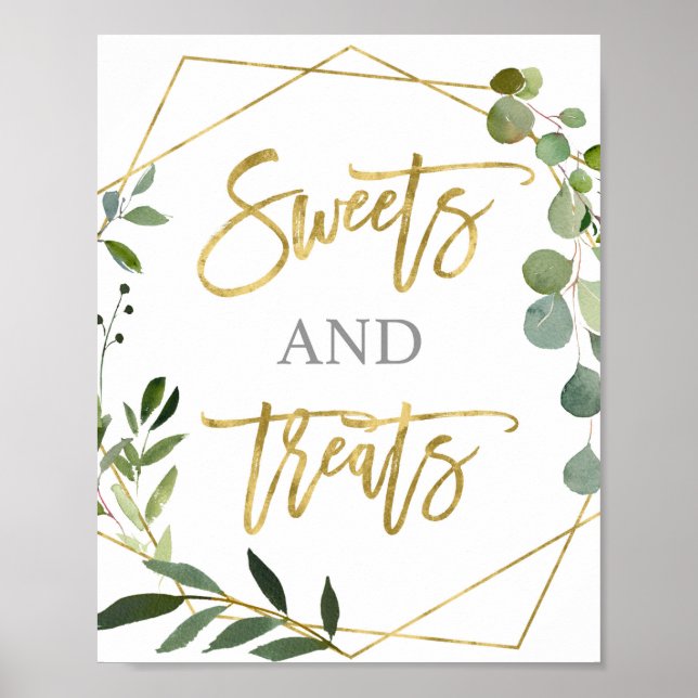 Eucalyptus Greenery sweets and treats sign (Front)