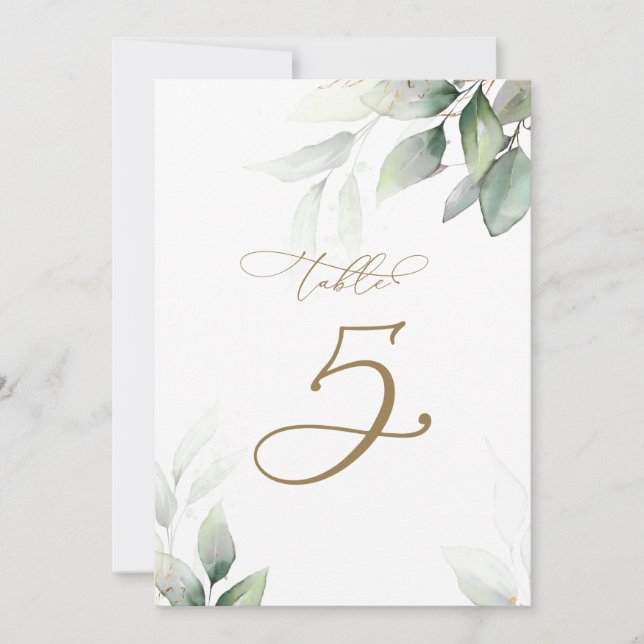 Eucalyptus Greenery Table 5 Wedding Table Number (Front)