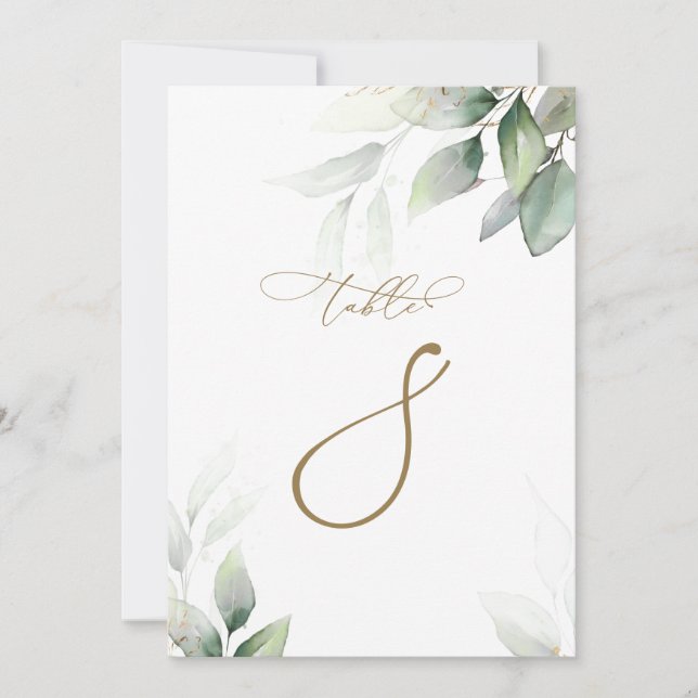 Eucalyptus Greenery Table 8 Wedding Table Number (Front)