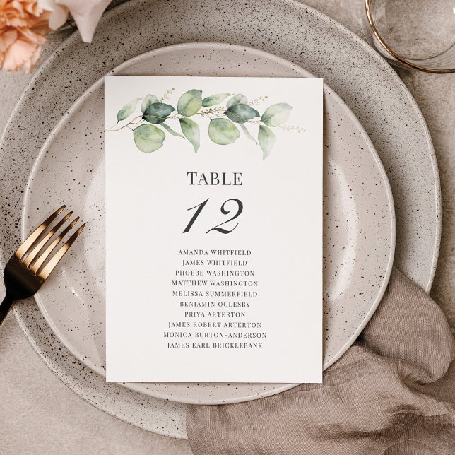 Eucalyptus Greenery Table Number 12 Seating Chart (Creator Uploaded)