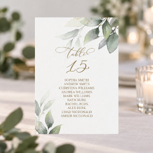 Eucalyptus Greenery Table Number 15 Seating Chart