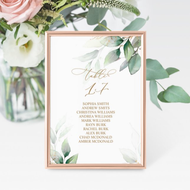 Eucalyptus Greenery Table Number 17 Seating Chart (Creator Uploaded)