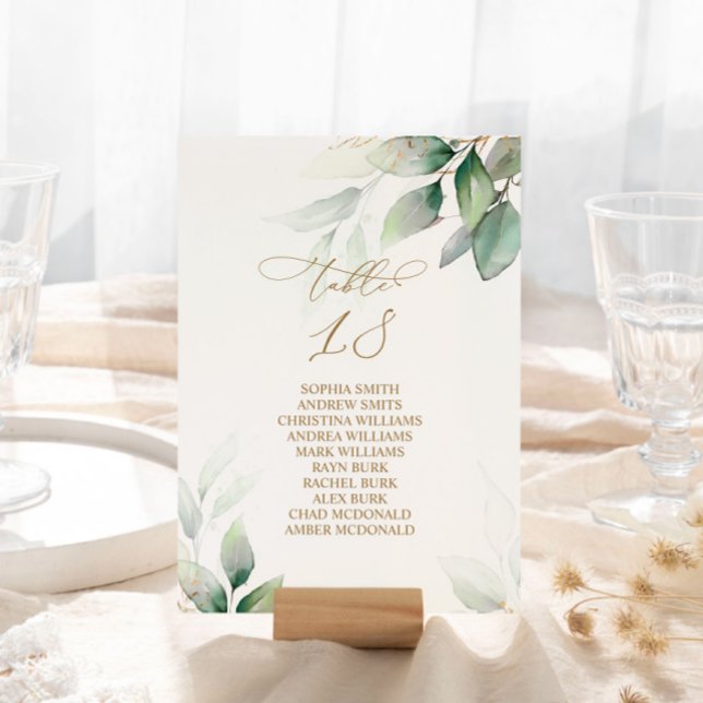 Eucalyptus Greenery Table Number 18 Seating Chart (Creator Uploaded)
