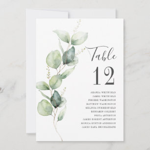 Eucalyptus Greenery Table Number Wedding Seating