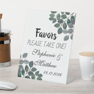 Eucalyptus Greenery Take One Favours Pedestal Sign