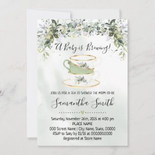 Eucalyptus greenery tea Baby Shower invitation