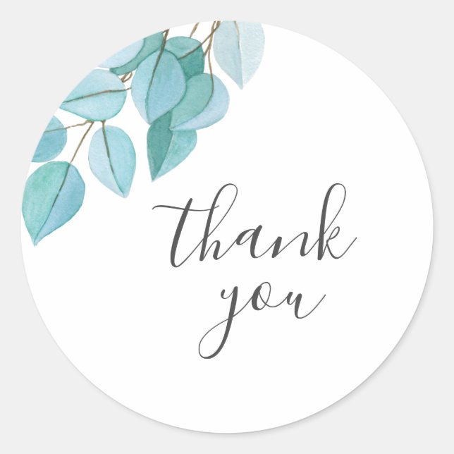 Eucalyptus Greenery thank you favour Classic Round Sticker (Front)
