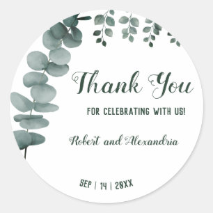 Eucalyptus Greenery Thank You for Coming Wedding Classic Round Sticker