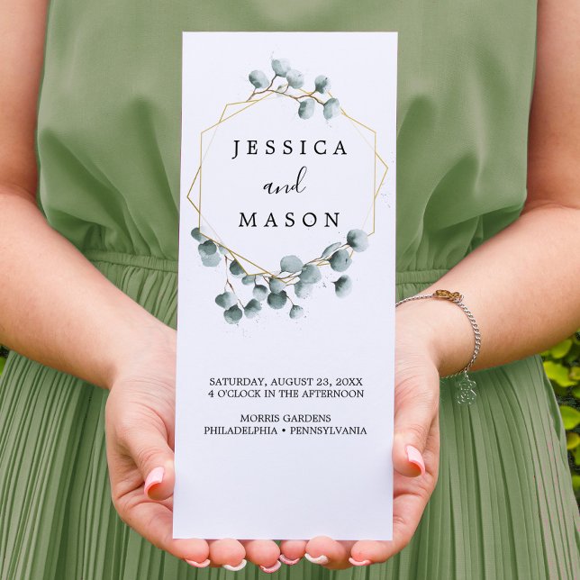 Eucalyptus Greenery Tri-Fold Wedding Program (Creator Uploaded)