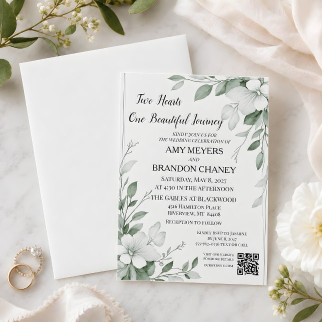 Eucalyptus Greenery Two Hearts Invitation (Eucalyptus Greenery Two Hearts Invitation)