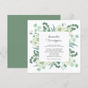 Eucalyptus Greenery Watercolor Flowers Wedding Invitation