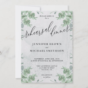 Eucalyptus Greenery Watercolor Rehearsal Dinner Invitation