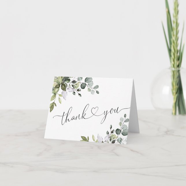 Eucalyptus Greenery Watercolor Thank You Card (Front)
