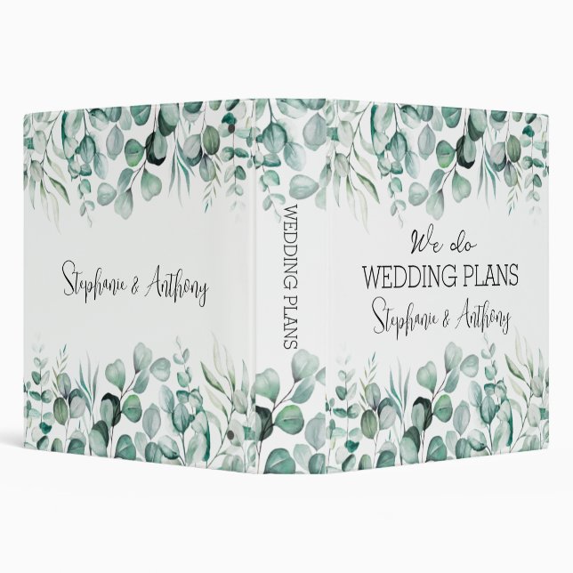 Eucalyptus Greenery Watercolor Wedding Binder (Background)