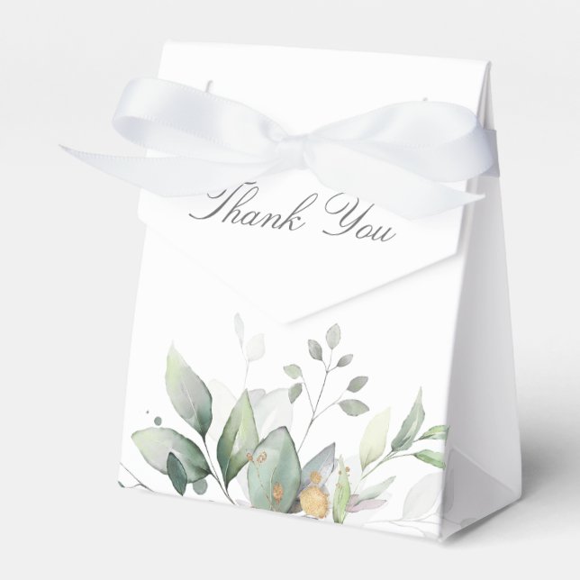 Eucalyptus Greenery Watercolor Wedding  Favor Box (Front Side)