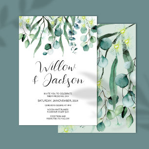 Eucalyptus Greenery Watercolor Wedding Invitation