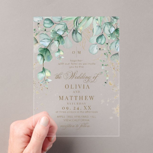  Eucalyptus Greenery Wedding  Acrylic Invitations (Insitu (Handheld))