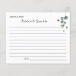 Eucalyptus greenery Wedding Advice card shower<br><div class="desc">Add your information and for further customization,  click the link "click to customize further".
~ Check collection for matching games,  invitation,  signs,  and more ~</div>