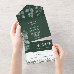 Eucalyptus Greenery Wedding and RSVP Response All In One Invitation