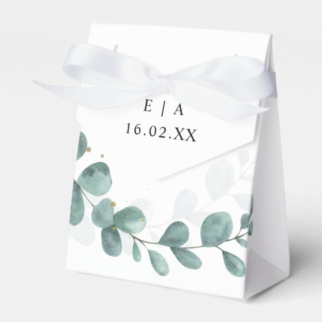 Eucalyptus Greenery Wedding Bonbonniere Favor Box (Front Side)