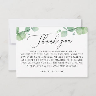 Eucalyptus Greenery Wedding Botanical Garden Thank You Card