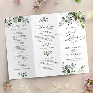 Eucalyptus Greenery Wedding Ceremony Program 