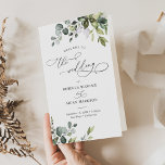 Eucalyptus Greenery Wedding Ceremony Program<br><div class="desc">Designed to coordinate with our Boho Greenery wedding collection,  this customizable Bi-Fold Ceremony Program features watercolor eucalyptus branches with a classy serif font & elegant calligraphy text graphics. Matching items available.</div>
