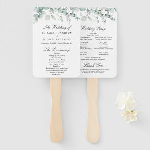 Eucalyptus Greenery Wedding Ceremony Program Hand Fan