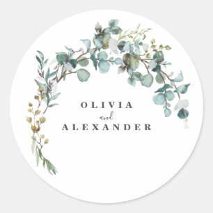 Eucalyptus Greenery Wedding Classic Round Sticker