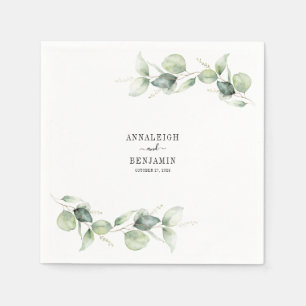 Eucalyptus Greenery Wedding Cocktail Napkin